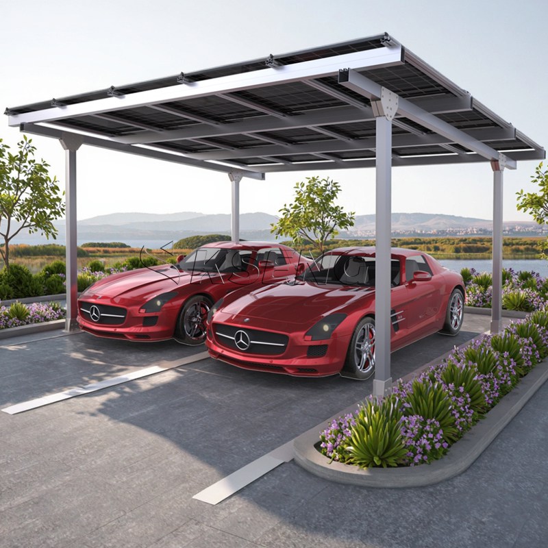 10kW アルミ製 耐久・防水型ソーラーカーポート架台
