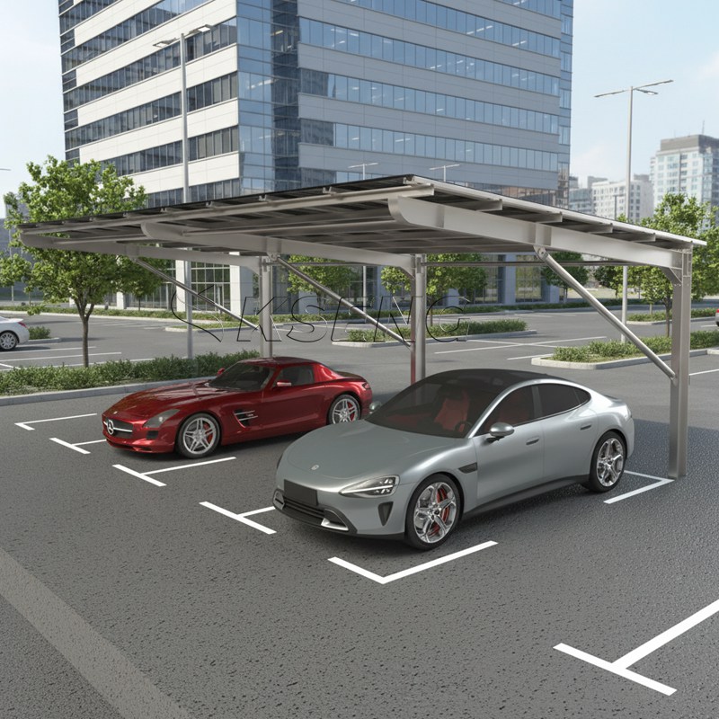 住宅向けカーボンスチール製ソーラーカーポート架台